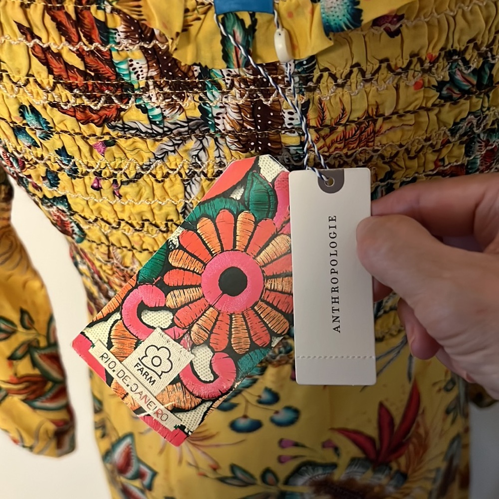 New with tag yellow floral dress by Farm Rio from Anthropologie size M - Picture 9 of 12